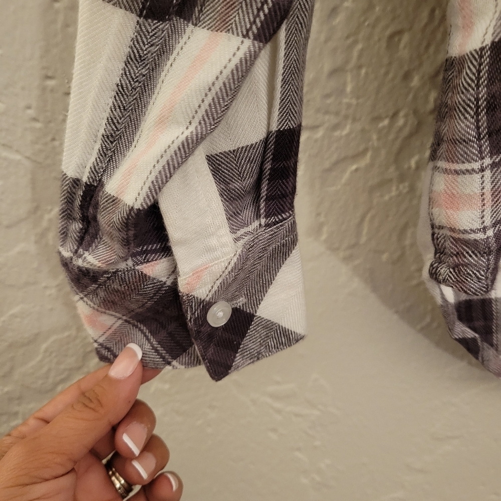 Rails Hunter White Grey Peach Button Up Xs - image 7